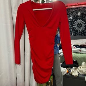 ROUCHED RED DRESS